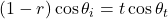 (1-r)\cos\theta_i =t \cos\theta_t